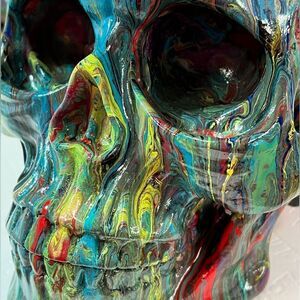 Hand-Painted One of A Kind Life Size Adult Human Skull